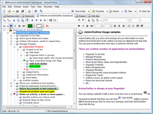 ActionOutline window. Click to enlarge...