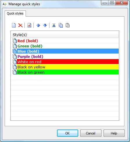 Manage quick styles in ActionOutline