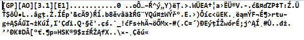 Partial dump of the encrypted outline document.